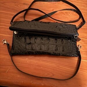 Black genuine Croc Crossbody Bag/shoulder bag - Artisan made